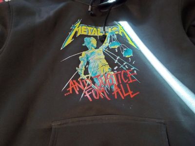 Metallica '...And Justice For All' & 'Hammer of Justice Crushes You' Black Hoodie - Size XL