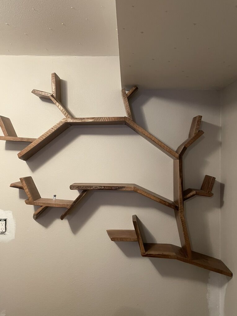 Solid Walnut Branch Shaped Bookcase Shelf