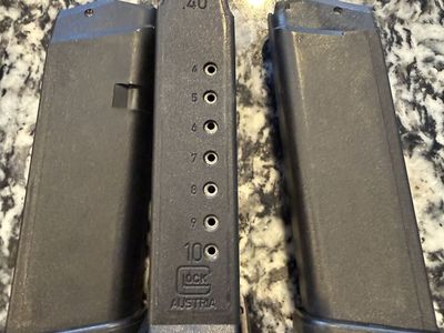 New original Glock .40 10 round magazines. I have 3 for sale. $15.00 each