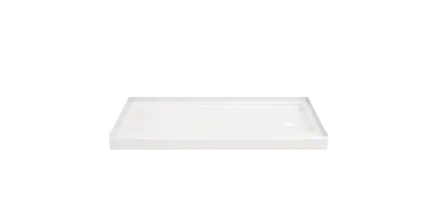 Delta Classic 400 60" x 30" Alcove Shower Pan Base with Right Drain in High Gloss White (New)