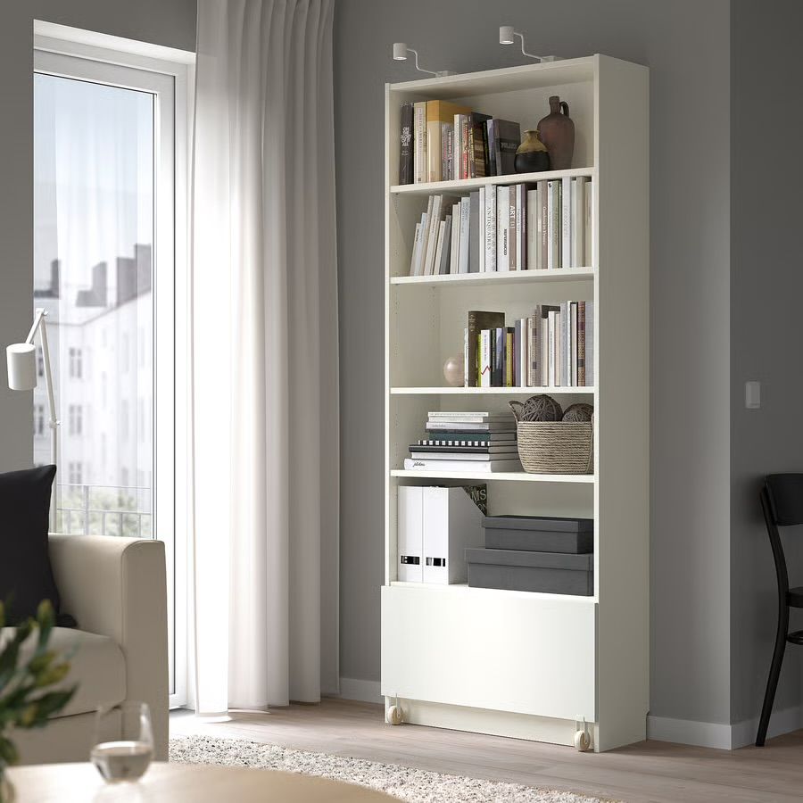 IKEA white Billy Bookcase with wheel drawer- FREE