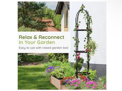 IDZO 100% Metal Obelisk Trellis for Climbing Plants Outdoor 6ft - 72in, Heavy Duty Black Garden Trellis brand new still in box.