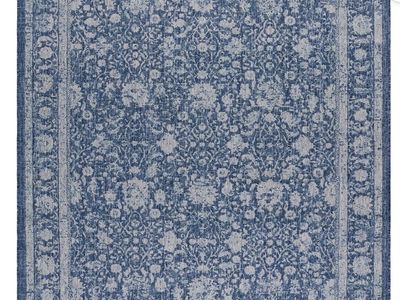 New Blue Floral Indoor/Outdoor Area Rug - Durable & Weather-Resistant (Size Unknown)