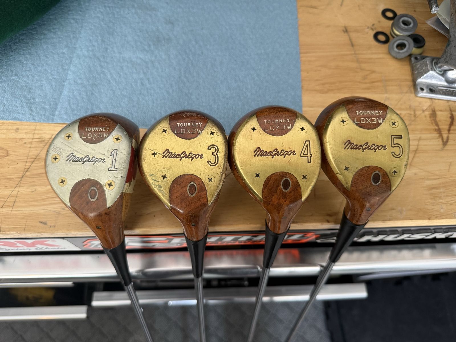 Vintage MacGregor Tourney LDX3W Persimmon Wood Golf Clubs Set of 4 