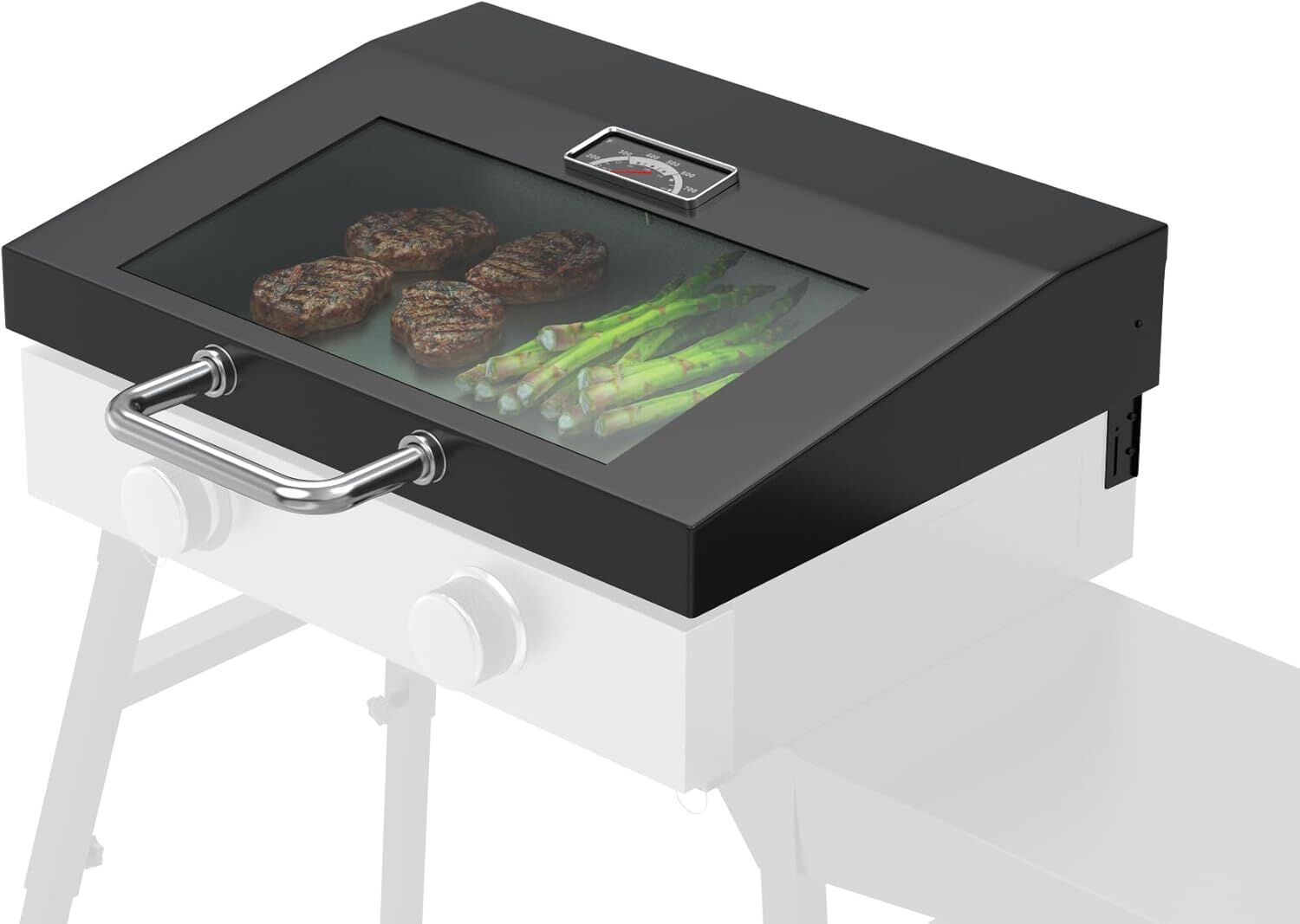 Upgraded Glass Hinged Griddle Lid Hood for 22" Blackstone Griddle Grill Lid Hood Replacement Parts