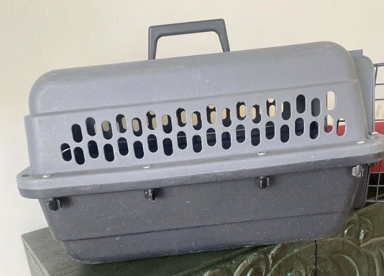 Hard Plastic Pet Carrier for Cats or small Dogs Grey/Black