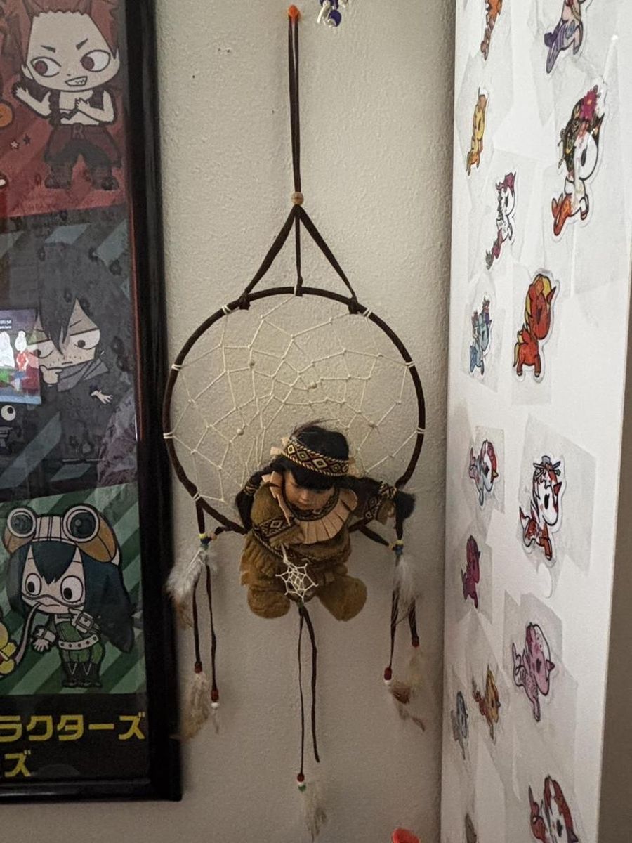 Native American Inspired Dreamcatcher with Doll Decoration