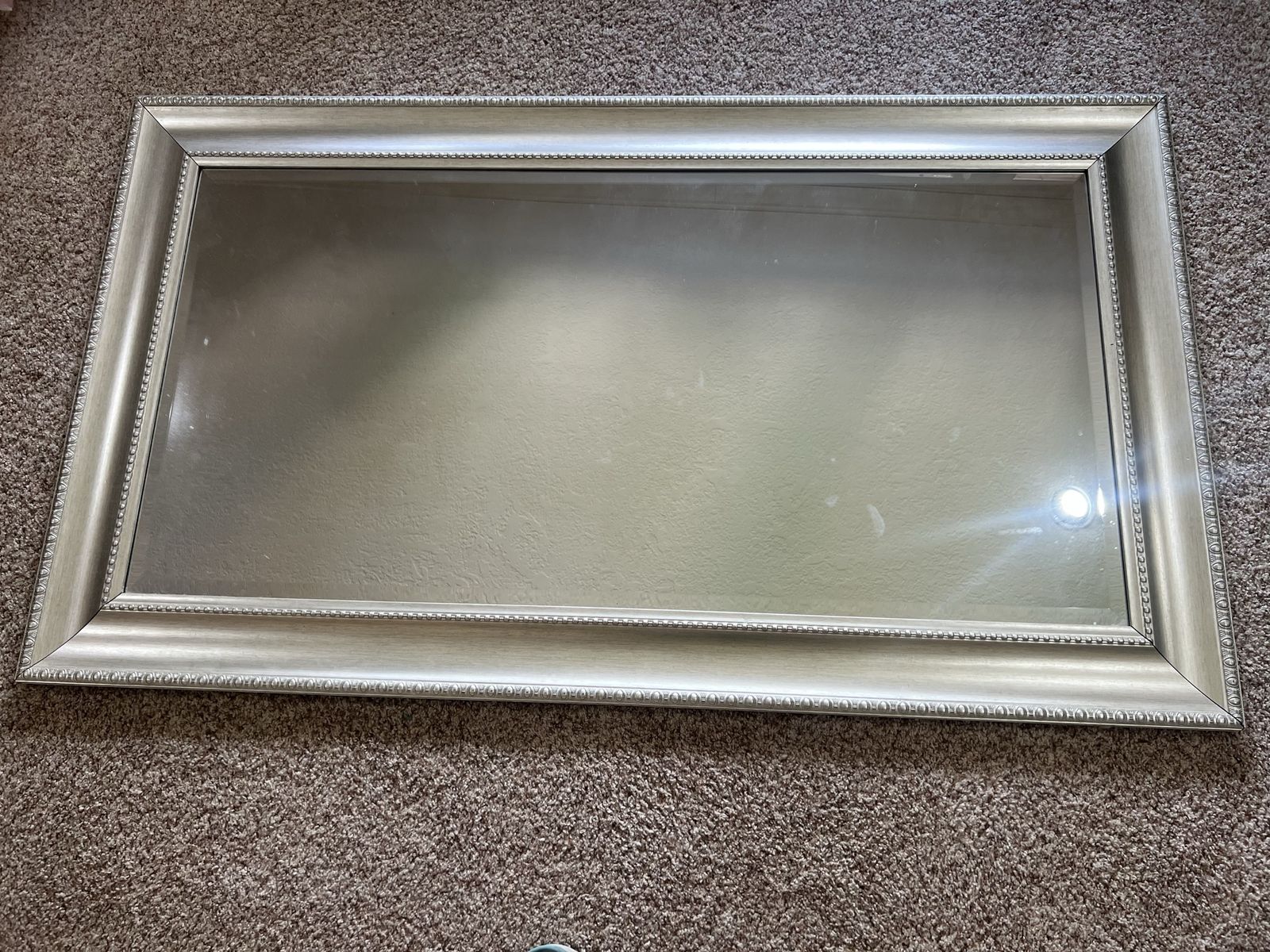 BP Industries Large Ornate Silver Wall Mirror - 52” x 32.5”, Excellent Condition