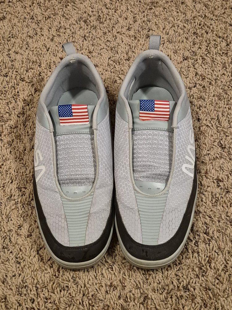 NASA Silver Mesh Slip-On Shoes - Men's Size 11 1/2 with American Flag Detail