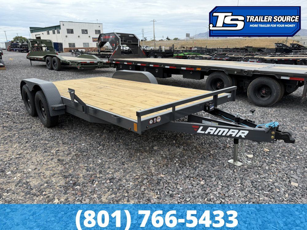 7x16 Lamar CE Flatbed Car Hauler Trailer - 7K GVWR -