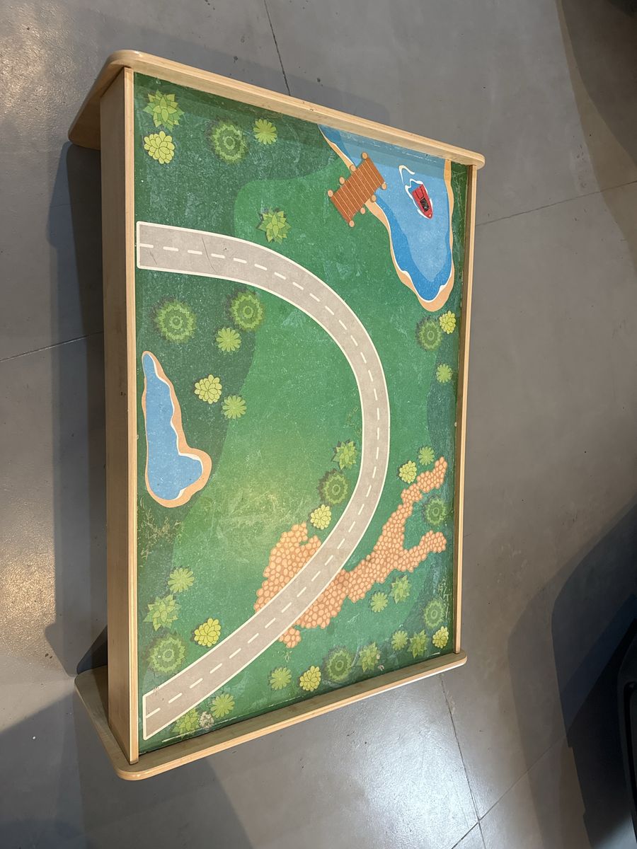 Wooden Kids Play Train Table with Illustrated Activity Surface