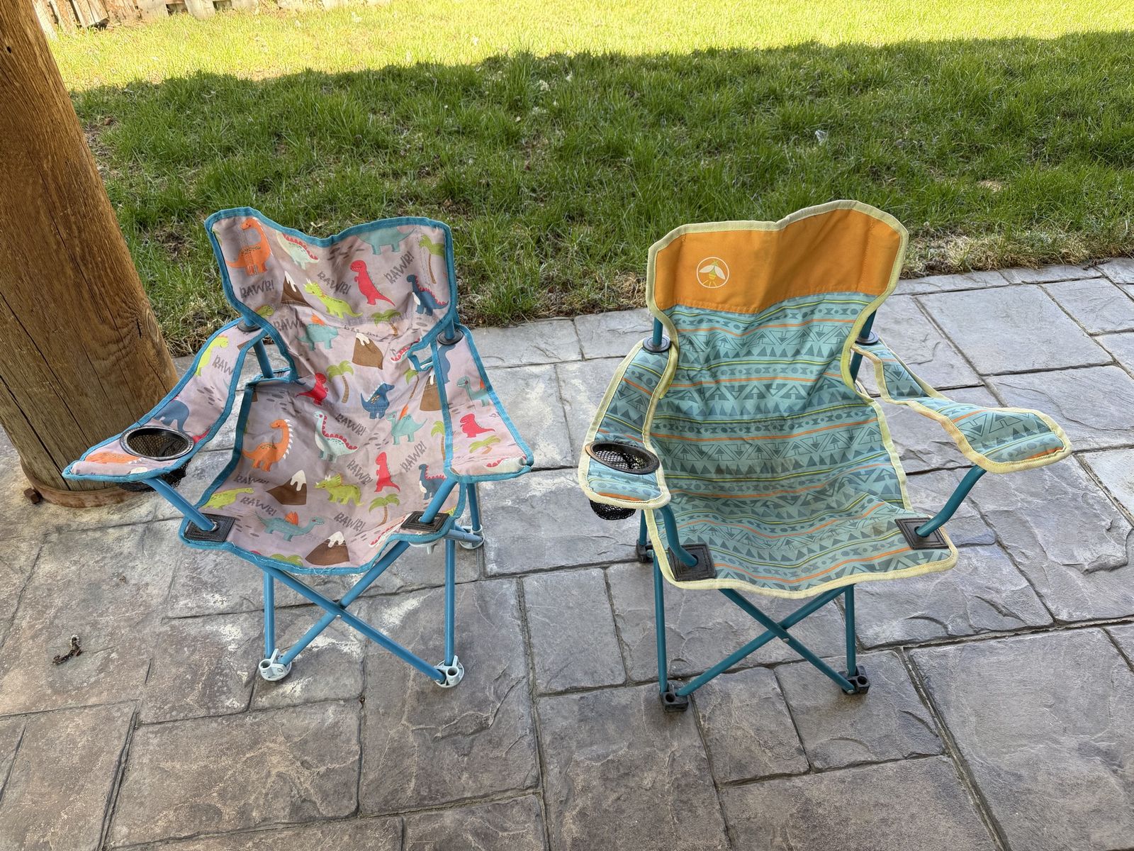 2 kids folding camping chairs good condition