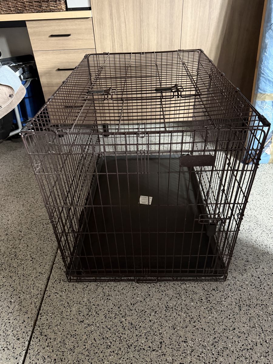 Metal Folding Wire Dog Crate with Removable Tray & Divider Panel