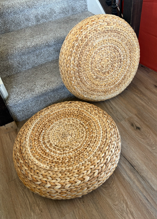 2 IKEA ALSEDA Woven Floor Cushions / Stools / Meditation Seats