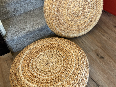 2 IKEA ALSEDA Woven Floor Cushions / Stools / Meditation Seats