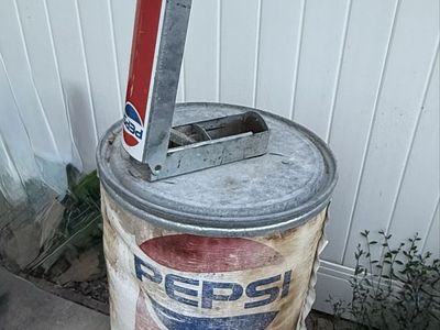 Vintage Pepsi Trash Can with Bottle Opener - Classic Advertising Collectible
