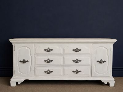 Oversize Vintage 20th century country manor solid wood dresser by Thomasville.