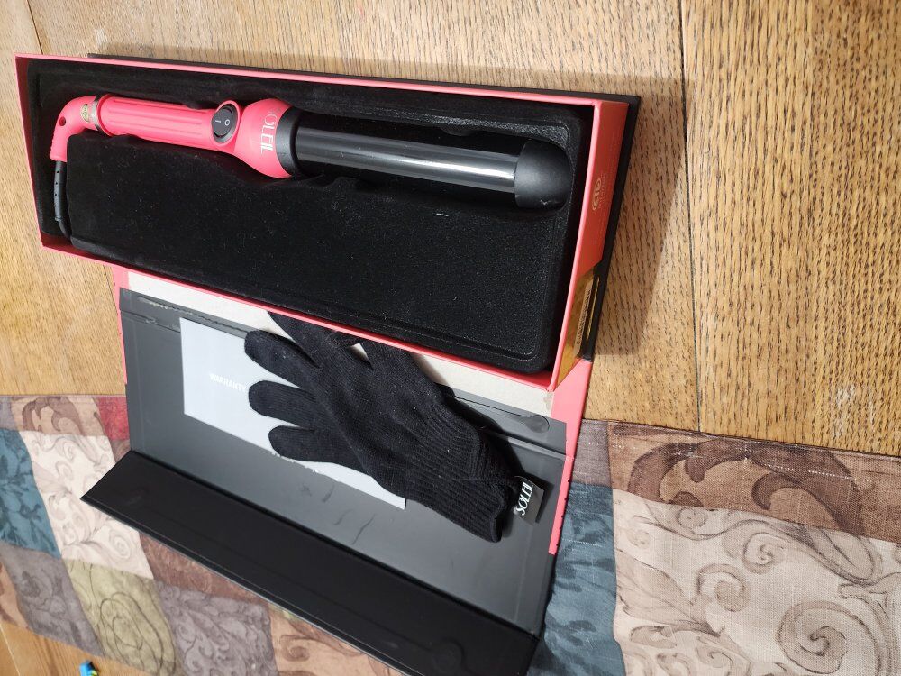 Soleil curling iron 32mm pink with glove
