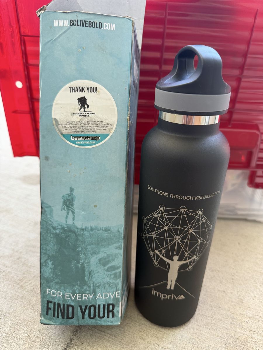 Basecamp Water Bottle - Black, Insulated, BPA-Free, Hand Wash Only - New with Box