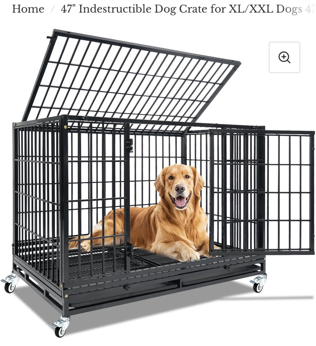 47" Indestructible Dog Crate for XL/XXL Dogs 471D01