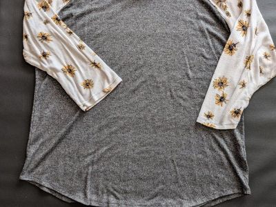 Maurices Gray Raglan shirt w/ Sunflower Sleeves