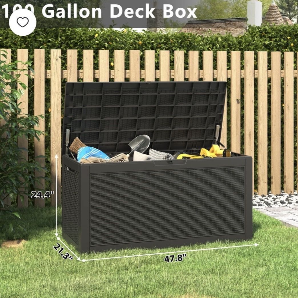 100 Gallon Outdoor Deck Box - Resin Rattan Storage Container