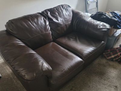 Brown Leather Loveseat - Compact 2-Seater Sofa