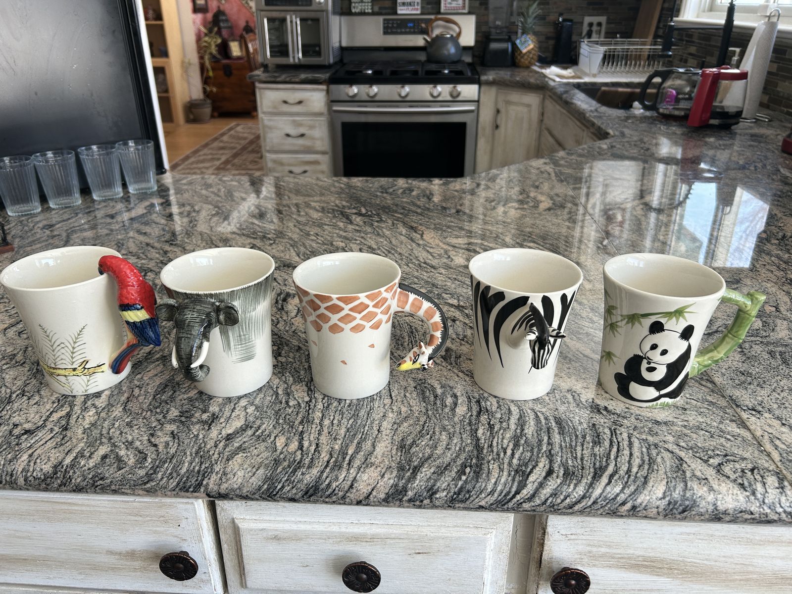 Pier 1 LOT of 5 Cute Animal coffee cups