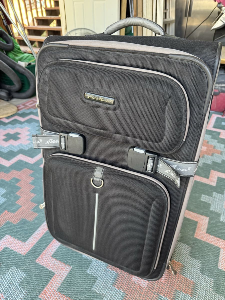 Eddie Bauer Black & Grey Soft-Sided Rolling Check-in Luggage Suitcase with Extendable Handle