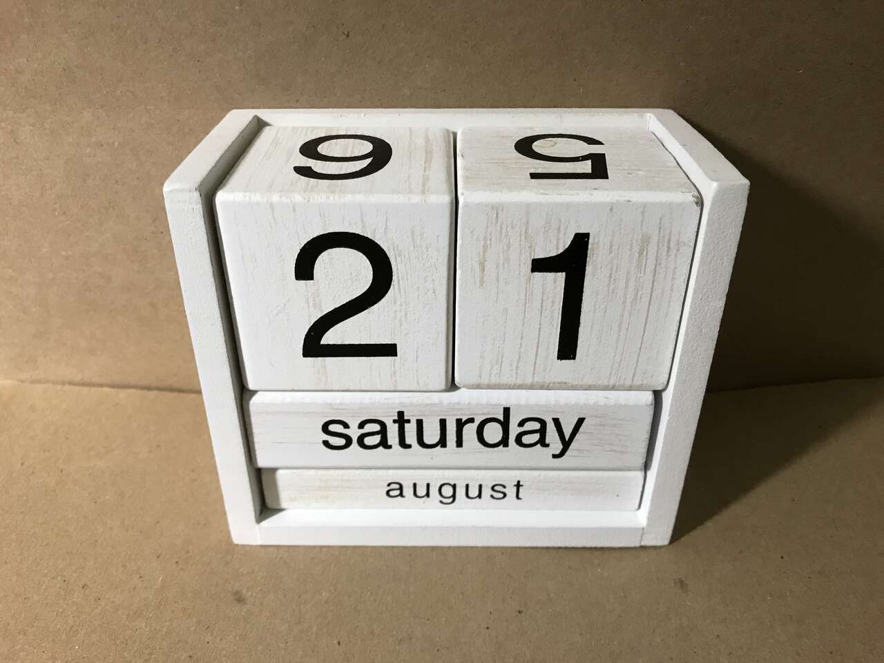 Perpetual Calendar Wooden Blocks Month Day Date Tabletop for Desk Office or Dorm and 3”x6” Wood Block With Saying