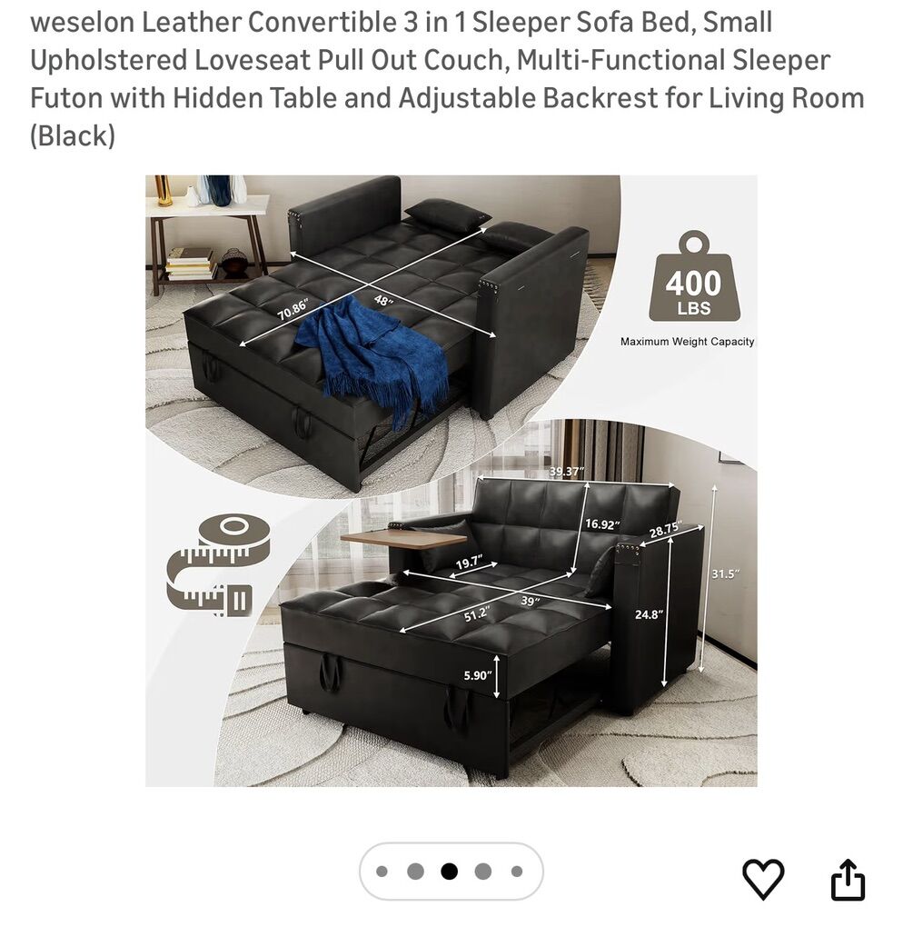 Black Leather Sofa Bed