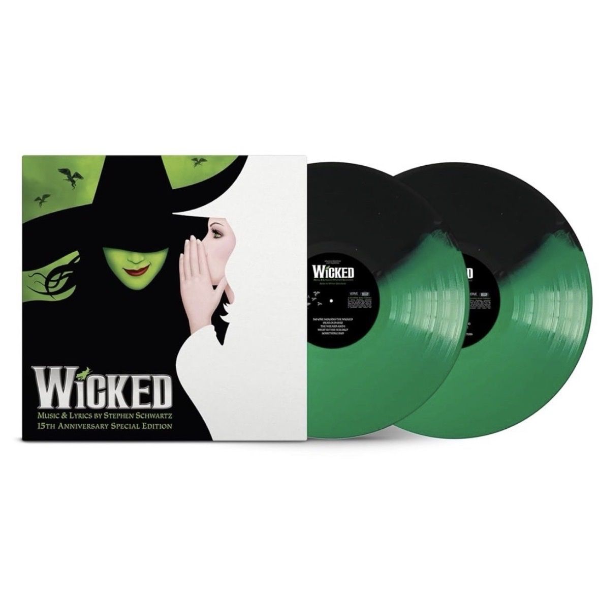 Wicked-15th Anniversary Edition Green/Black Split Color Vinyl-SEALED-Original Broadway Cast-Ariana Grande-Pentatonix