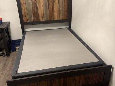 Full size bed with night stand and box spring