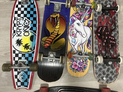 Assorted Skateboard Lot: Kryptonics, SkateZ, Penny-style boards - 6 used skateboards
