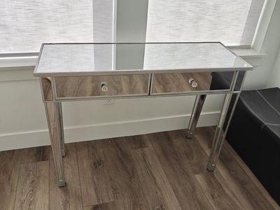 Elegant Mirrored Desk Table with 2 Drawers