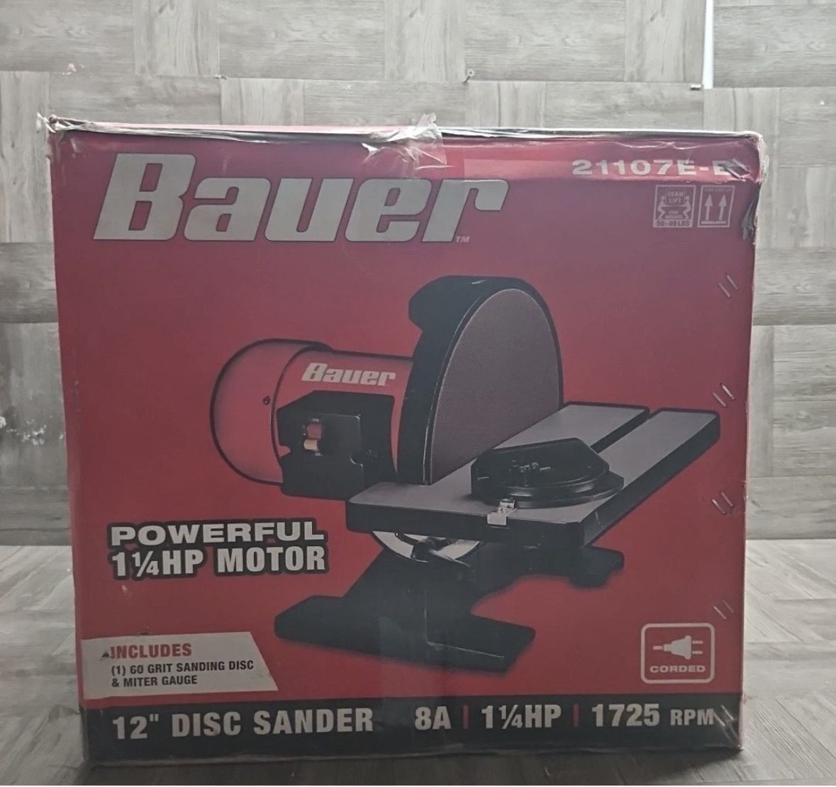 New 12 in Bauer Disc Sander 1.25 HP