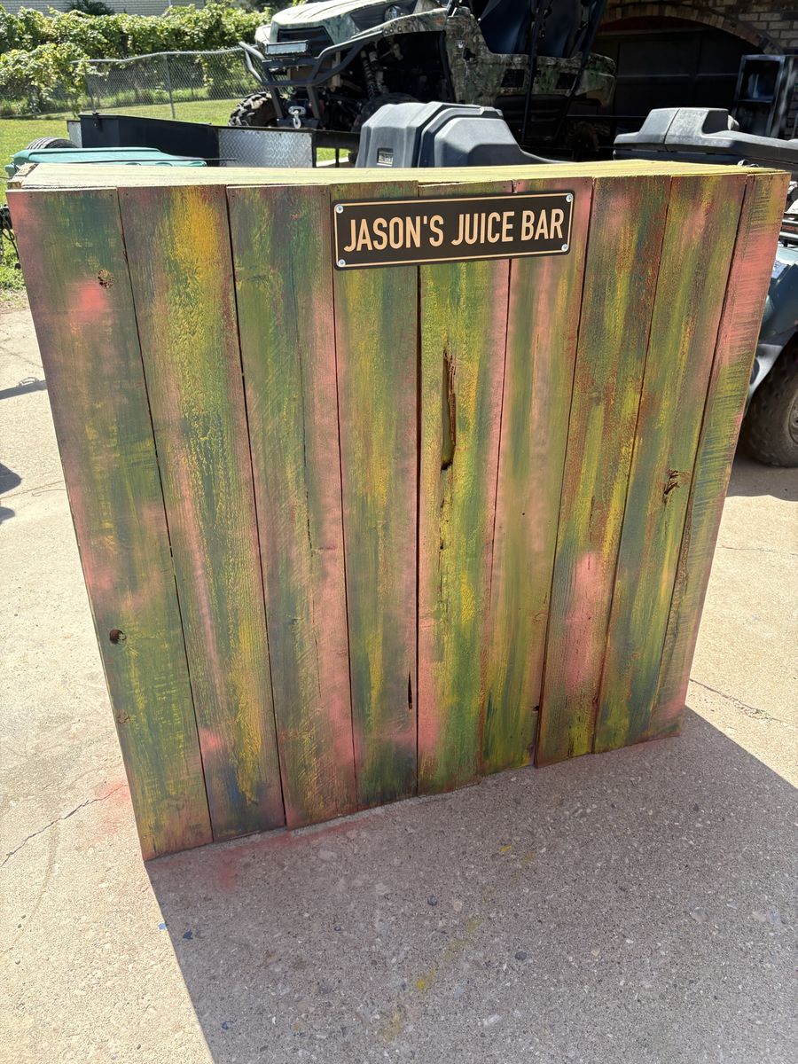 Custom Hand-Painted Wooden Tiki Bar Stand / Counter
