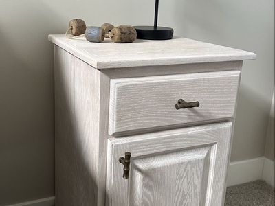 Set of Whitewashed Wooden Nightstand