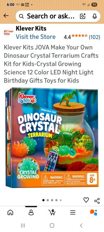 New in Box! Dinosaur Crystal Terrarium.