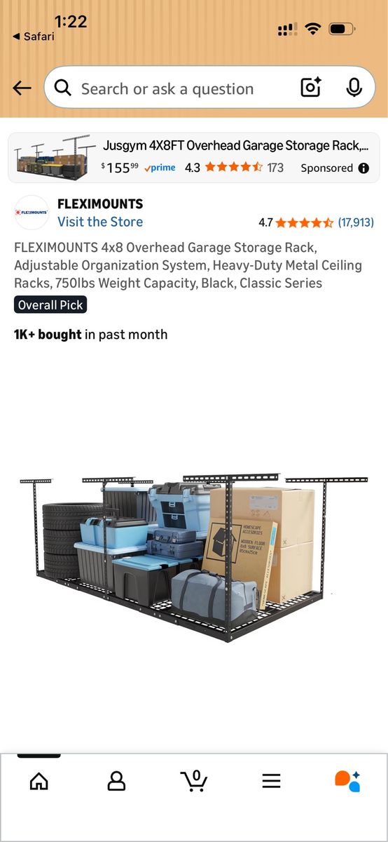 Fleximounts 4x8 Garage Ceiling Storage Rack