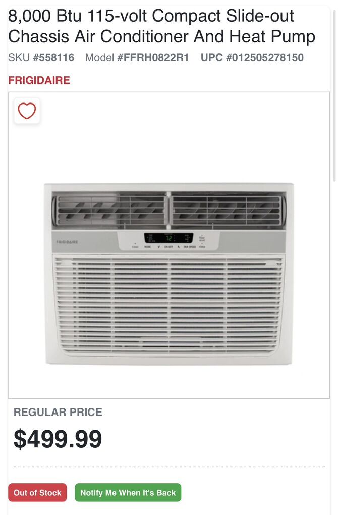 Frigidaire 8,000 BTU Air Conditioner/Heat