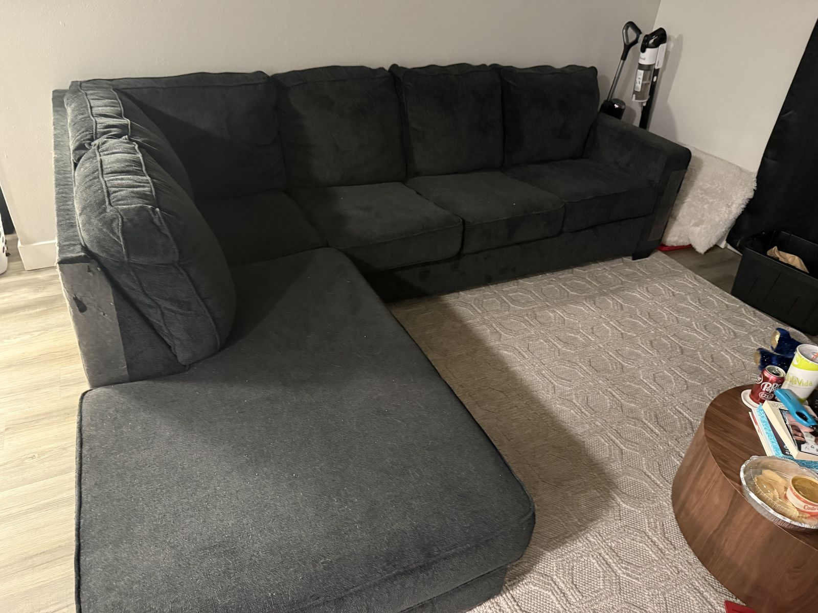 Black/Dark Grey Fabric Couch