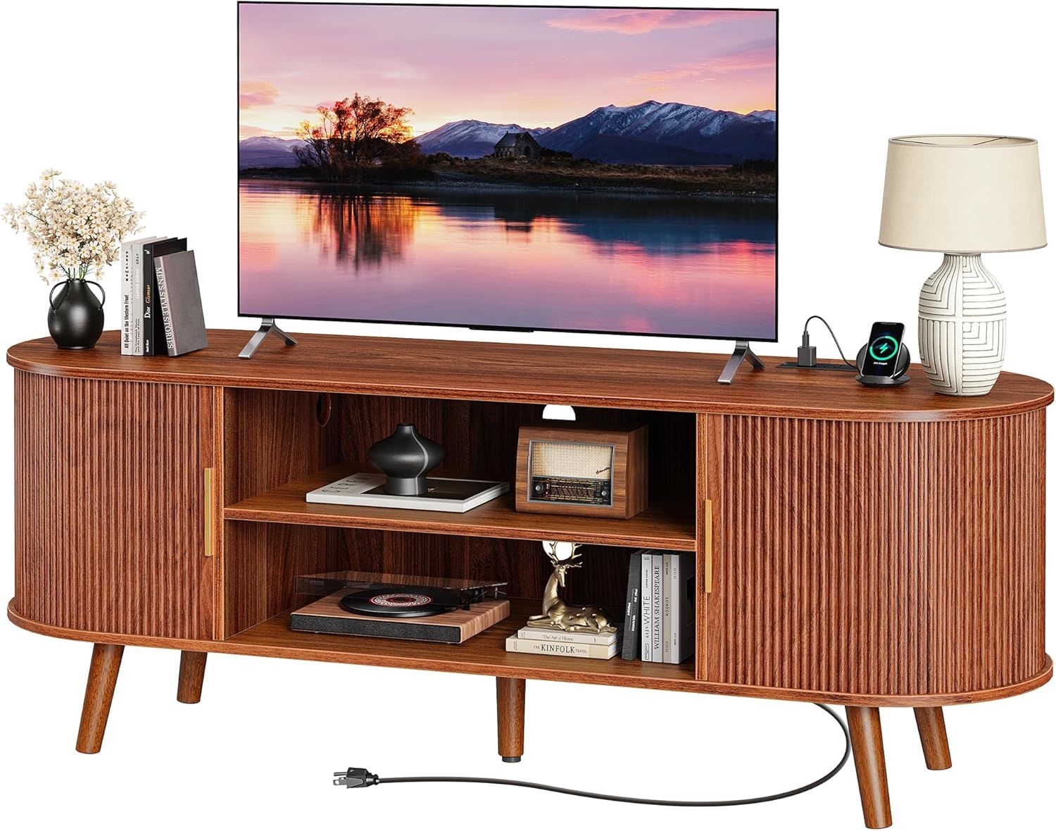 54 Inch Fluted TV Stand / Entertainment Center for TVs up to 55 Inch