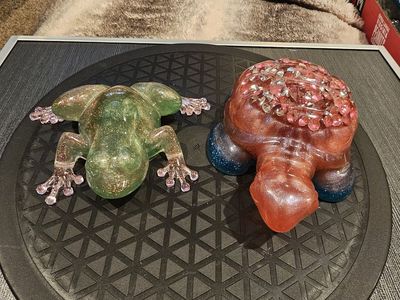 Handmade Epoxy Resin Animal Figures Lot - Frog, Turtle, Lizard, Snail, Bear