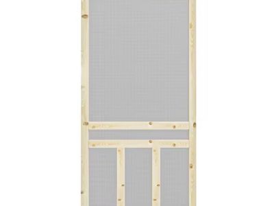 ARK DESIGN 36 in. x 80 in. 3-Bar Single Universal Paneled Unfinished Pine Wood and Gauze Mesh Hinged Screen Door