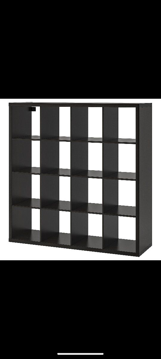 IKEA KALLAX Shelf Unit Room Divider Storage Display Cube Bookcase, Dark Brown, 4x4 Cubes