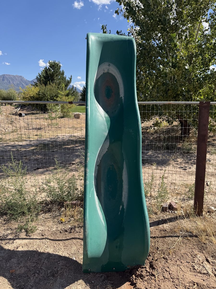 Green Plastic Playground Slide and monkey bars by Lifetime 