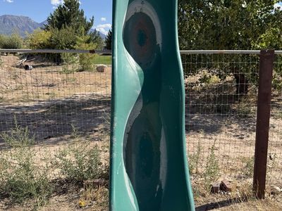 Green Plastic Playground Slide and monkey bars by Lifetime