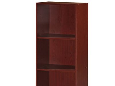 Hodedah 3-Shelf Bookcase in Mahogany