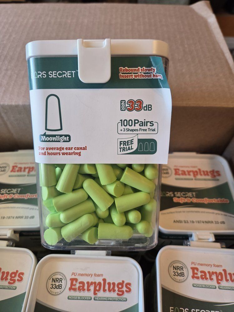 ARS SECRET Foam Earplugs - 100 Pairs, 33dB NRR Noise Blocker for Hearing Protection, Shape: Moonlight